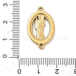 304 Stainless Steel Rhinestone Oval with Saint Jude Connector Charms&nbsp;STAS-H479-01G