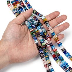 Cube Handmade Millefiori Glass Beads Strands&nbsp;LK-R004-26