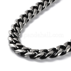 304 Stainless Steel Cuban Link Chain Necklace&nbsp;NJEW-P288-01A-AS