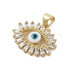 Evil Eye Rack Plating Brass Micro Pave Cubic Zirconia Pendants&nbsp;KK-Z074-16G