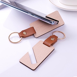 Wooden & Imitation Leather Pendant Keychain&nbsp;LS-PW23041897512