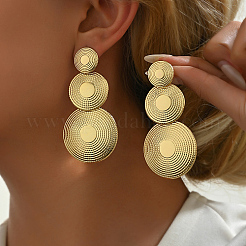 Zinc Alloy Triple Textured Disc Dangle Stud Earring for Women&nbsp;YO6047