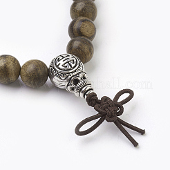 Natural Dyed Round Sandalwood Beads Stretch Bracelets&nbsp;BJEW-JB03844-01