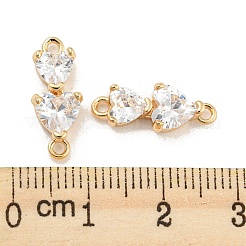 Brass Pave Clear Cubic Zirconia Connector Charms&nbsp;KK-Q789-07G