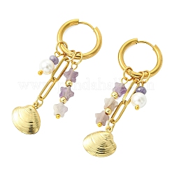 Star 304 Stainless Steel Hoop Earrings&nbsp;EJEW-JE07005-02