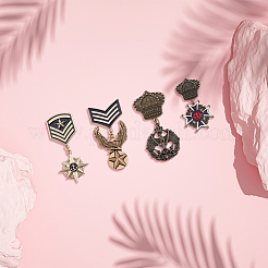 4Pcs 4 Style Eagle & Star & Crown & Cross Dangle Charms Zinc Alloy Badges&nbsp;JEWB-FH0001-15