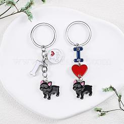 WEWAYSMILE 2 pcs Dog Keychain Car Keychain Pet Pendant Key-Ring Lovely Dog Key-ring Portable Metal Keychain Gift for Pet Lover Birthday Puppy Theme Party Supplies (Black Bulldog)&nbsp;JX793A
