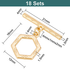 18Pcs Brass Toggle Clasps&nbsp;KK-GO0001-12