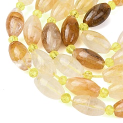 Natural Yellow Natural Yellow Hematoid Quartz/Golden Healer Quartz Beads Strands&nbsp;G-G453-C04-8x13mm