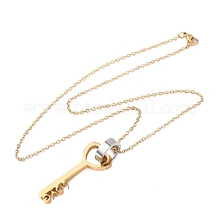304 Stainless Steel Love Key Pendant Necklaces for Women&nbsp;NJEW-B149-03GP