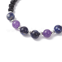 6Pcs 6 Colors Natural & Synthetic Gemstone & Glass Round Beaded Bracelets for Women&nbsp;BJEW-JB12210