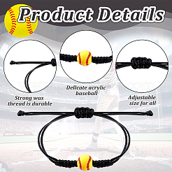 60Pcs Baseball Acrylic Braided Bead Bracelets&nbsp;BJEW-WA0001-05