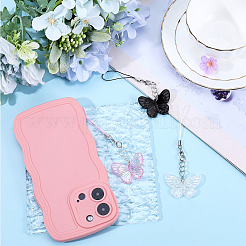 6Pcs 3 Colors Butterfly Acrylic Mobile Straps&nbsp;AJEW-GF0009-11