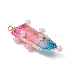 Electroplate Natural Quartz Crystal Copper Wire Wrapped Big Pendants&nbsp;PALLOY-JF04770