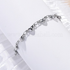 Tarnish Resistant 304 Stainless Steel Heart Link Bracelets&nbsp;X-BJEW-M121-03P