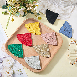 16Pcs 8 Colors PU Leather Fan Bookmarks&nbsp;AJEW-CL0001-23