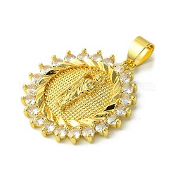 Brass Micro Pave Clear Cubic Zirconia Pendants&nbsp;KK-H472-46A-G