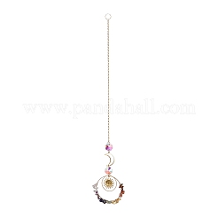 Moon & Sun Glass Hanging Suncatchers&nbsp;HJEW-I011-01G