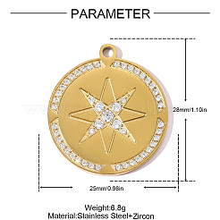 304 Stainless Steel Micro Pave Cubic Zirconia Pendants&nbsp;STAS-OY008-73G