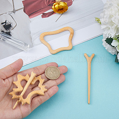 2 Sets 2 Styles Wood Brooches&nbsp;JEWB-GF0011-54A
