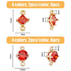 16Pcs 8 Styles Transparent Glass Connector Charms&nbsp;GLAA-HY0001-14