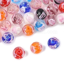 32Pcs 8 Colors Handmade Luminous Inner Flower Lampwork Beads&nbsp;LAMP-FS0001-34