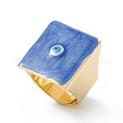 Square Enamel with Evil Eye Wide Band Finger Rings&nbsp;RJEW-A014-02G-04