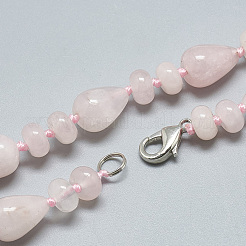 Natural Rose Quartz Beaded Necklaces&nbsp;NJEW-S389-16