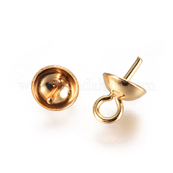 304 Stainless Steel Cup Pearl Peg Bails Pin Pendants&nbsp;STAS-F227-49B-G