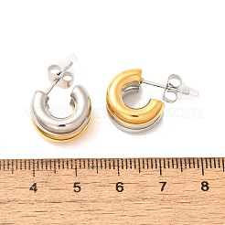 304 Stainless Steel Two Tone Stud Earrings&nbsp;EJEW-F355-05GP-05