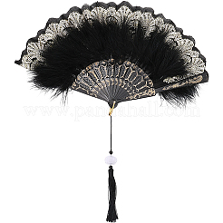 Plastic & Feather Fan Staves Design&nbsp;AJEW-WH20064-47A