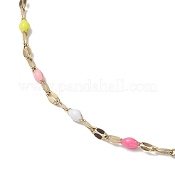 304 Stainless Steel Enamel Link Chains Anklets&nbsp;AJEW-AN00588-02