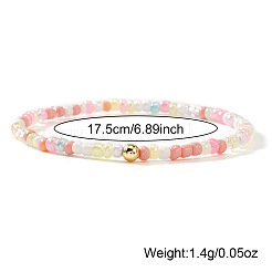 Bohemian Glass Pearl & Brass Beaded Stretch Bracelets for Women&nbsp;ZZ9832-2