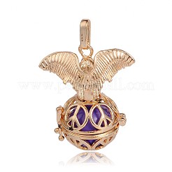 Golden Plated Brass Hollow Round Cage Pendants&nbsp;KK-J252-01G