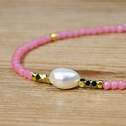Sweet and Cool Summer Freshwater Pearl Necklaces Pink Glass Beaded Necklaces&nbsp;VX3518