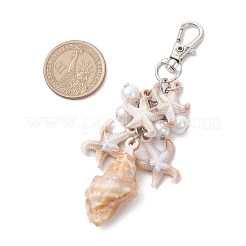 4Pcs 4 Styles Acrylic Starfish Conch Shell & Glass Pearl Pendant Decoration&nbsp;HJEW-JM03877