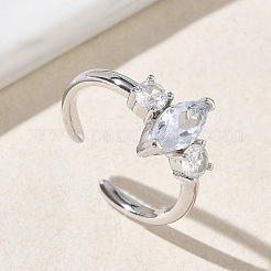 Brass Micro Pave Cubic Zirconia Cuff Open Rings for Women&nbsp;RJEW-L343-14P