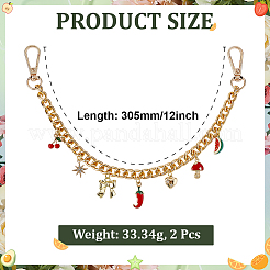 2Pcs Alloy Enamel Red Hot Pepper Mushroom Charm Aluminum Curb Chain Bag Decorative Chains&nbsp;HJEW-ME00050