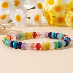 Natural Mixed Gemstone Abacus Beads Stretch Bracelets for Women&nbsp;VF0699