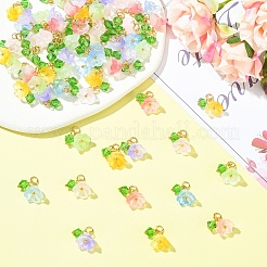 60Pcs 6 Styles Transparent Two Tone Spray Painted Glass Pendants&nbsp;PALLOY-YW00187