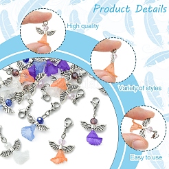 16Pcs 4 Colors Angel Glass Acrylic Pendants&nbsp;HJEW-FS00015