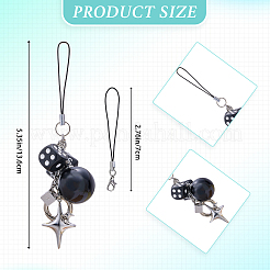 Alloy Star Dice & Resin No.8 Billiard Mobile Straps&nbsp;HJEW-SW00275
