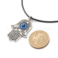 Alloy Hamsa Hand with Enamel Evil Eye Pendant Necklace for Women&nbsp;NJEW-JN03956-01