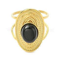 Natural Carnelian/Black Agate/Tiger Eye/Lapis Lazuli/Moss Agate Cuff Open Rings&nbsp;RJEW-JR01079-01