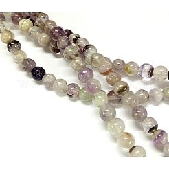 Natural Purple Fluorite Round Bead Strands&nbsp;G-P070-62-8mm