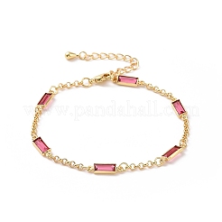 Rectangle Cubic Zirconia Chain Bracelets&nbsp;BJEW-G654-02G