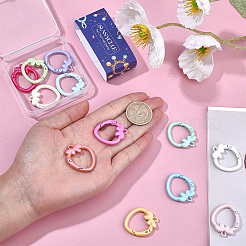 14Pcs 14 Colors Alloy Spring Gate Rings&nbsp;FIND-SC0023-28