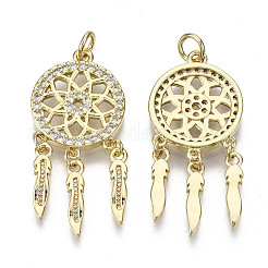 Brass Micro Pave Clear Cubic Zirconia Pendants&nbsp;ZIRC-N039-064-NF