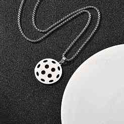 201 Stainless Steel Pickleball Pendant Box Chain Necklaces for Women Men&nbsp;LS-NJEW-H050-01A-P