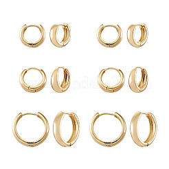 6 Pairs 3 Styles Brass Huggie Hoop Earrings&nbsp;EJEW-YS0001-01